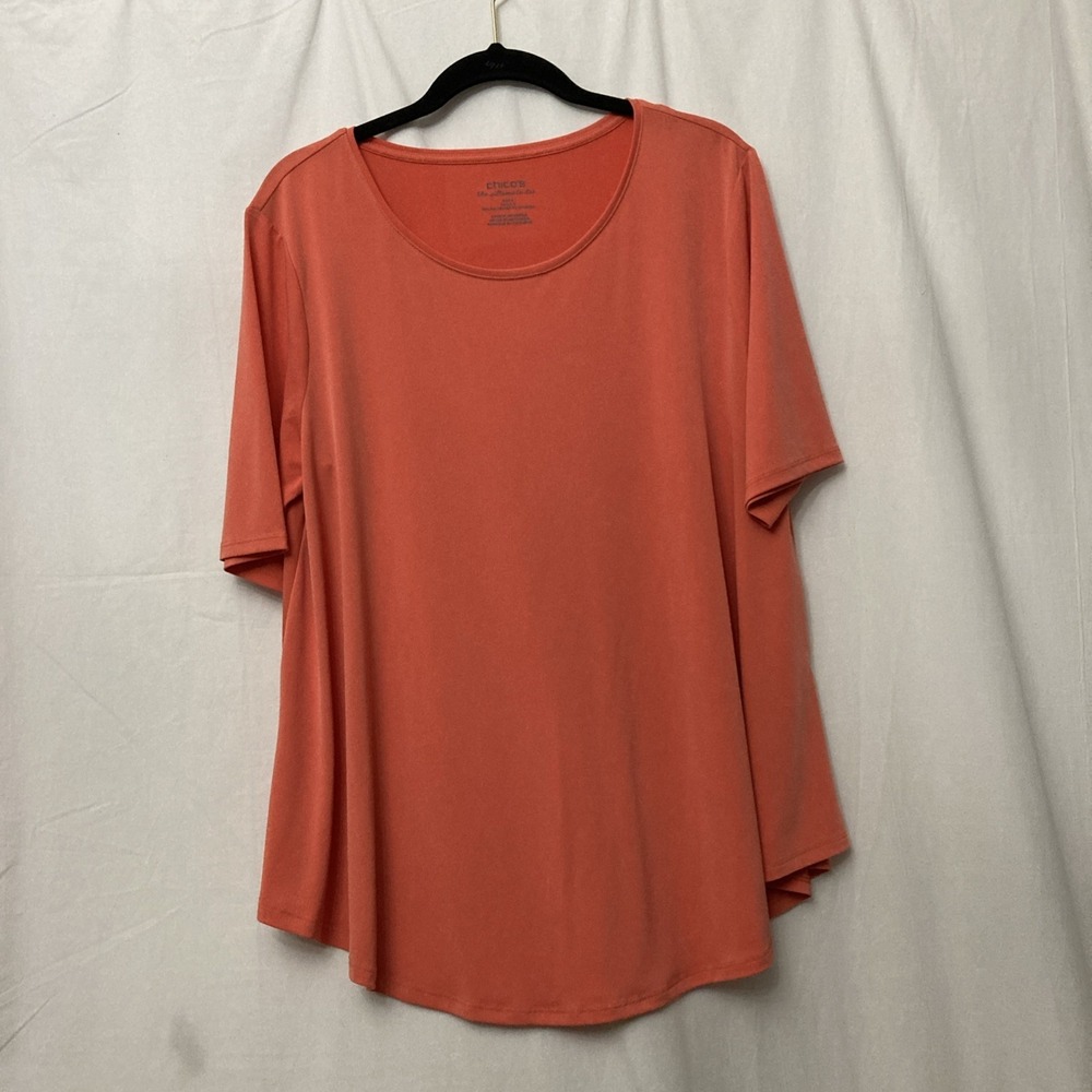 Chico's Orange "The Ultimate Tee" Short Sleeve Crew Neck T-Shirt - SZ 2 (L)